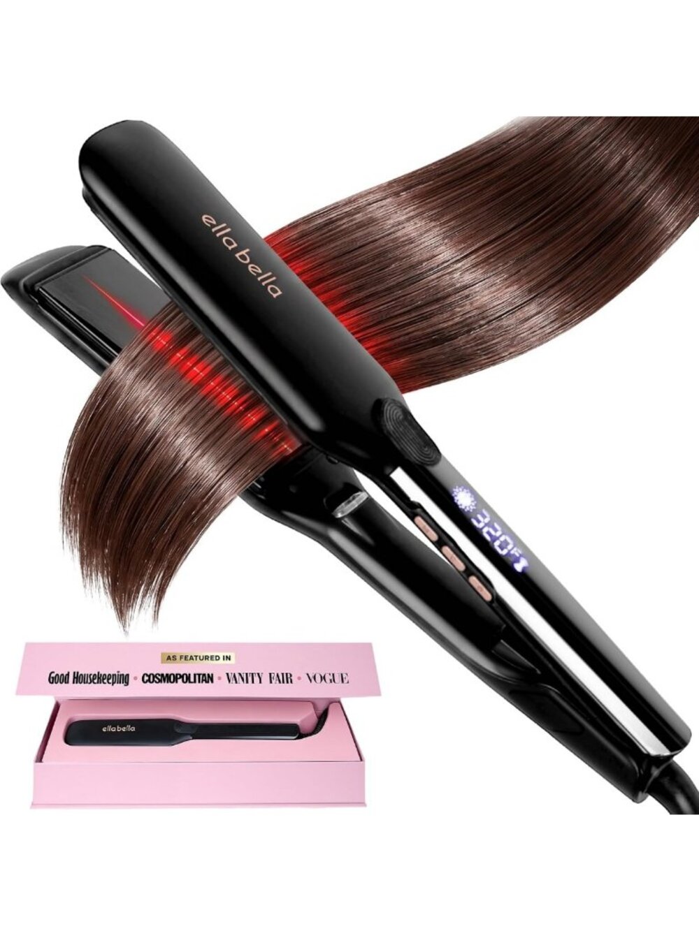 Large Titanium Flat Iron Hair Straightener with Infrared Technology for Smooth